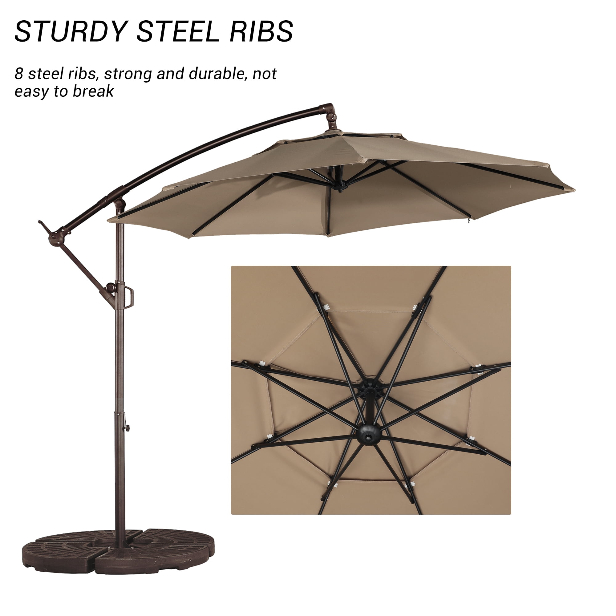 cream patio umbrella 9FT Patio Umbrella, UPF 50+ Outdoor Market Umbrella with 8 Ribs, Vented Outdoor Table Umbrella for Deck, Backyard and Lawn, Cream White Arlmont & Co