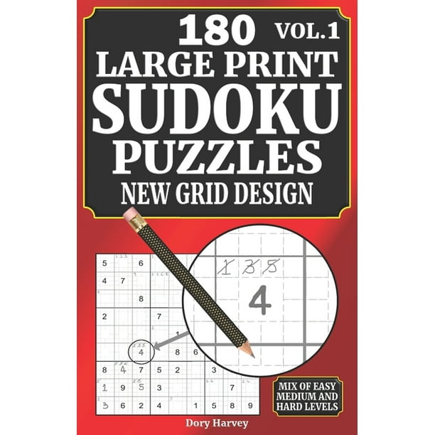 180 large print sudoku puzzles new grid design vol 1