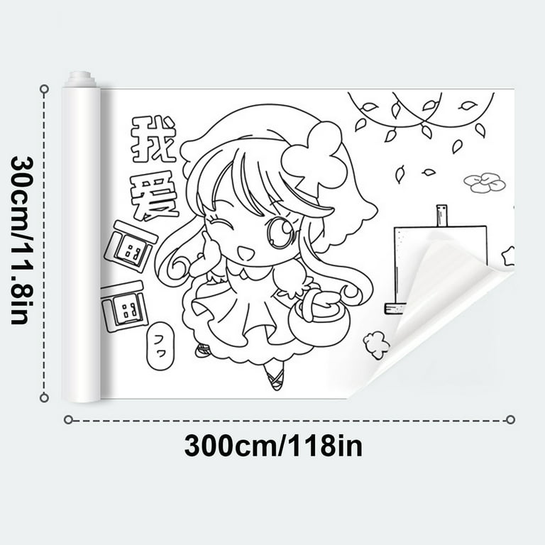 Children's Drawing Roll - Coloring Paper Roll for Kids, Drawing Paper Roll  DIY Painting Drawing Color Filling Paper, 118 * 11.8 Inches