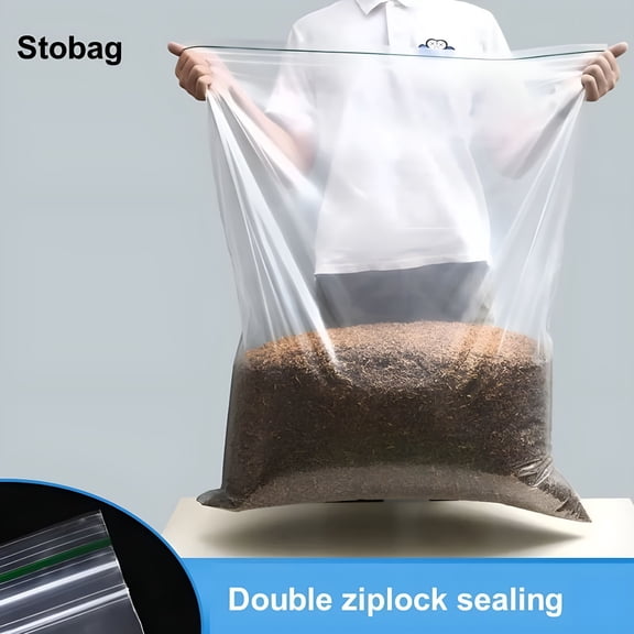 LAMIRO 10pcs Transparent Large Double Ziplock Bags Plastic Clothes Food Packaging Sealed Waterproof Clear Pouches Wholesale