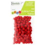 Essentials by Leisure Arts Pom Poms - Red - 7mm - 100 piece pom poms arts and crafts - red pompoms for crafts - craft pom poms - puff balls for crafts