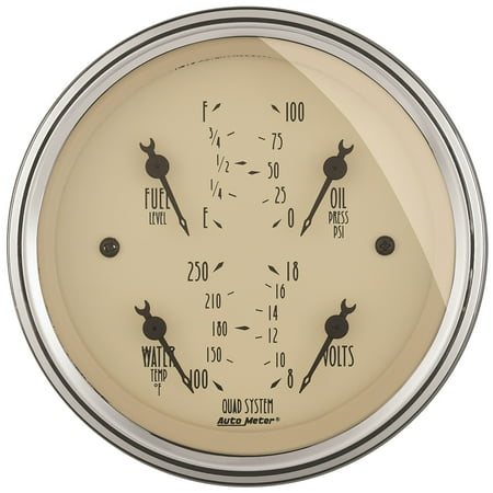 Autometer 1812 Antique Beige Quad Gauge 3-3/8" 240 Ohm-33 Ohm Full Electric