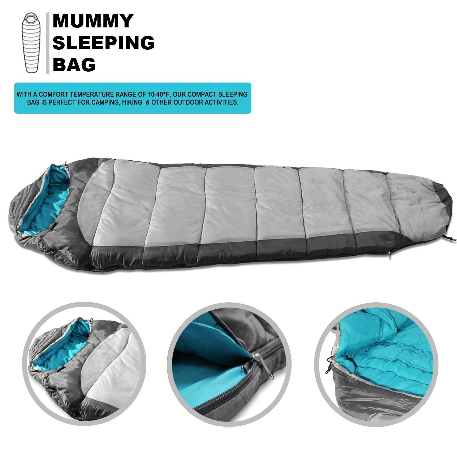 KHOMO GEAR - 3 Season - Sleeping Bag For Hiking Camping & Outdoor