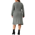 thumbnail image 4 of Agnes Orinda Women's Plus Size Sweater Dress Crew Neck Long Sleeve Knit Pullover Fall Winter Sweater Dresses 1X Gray, 4 of 5