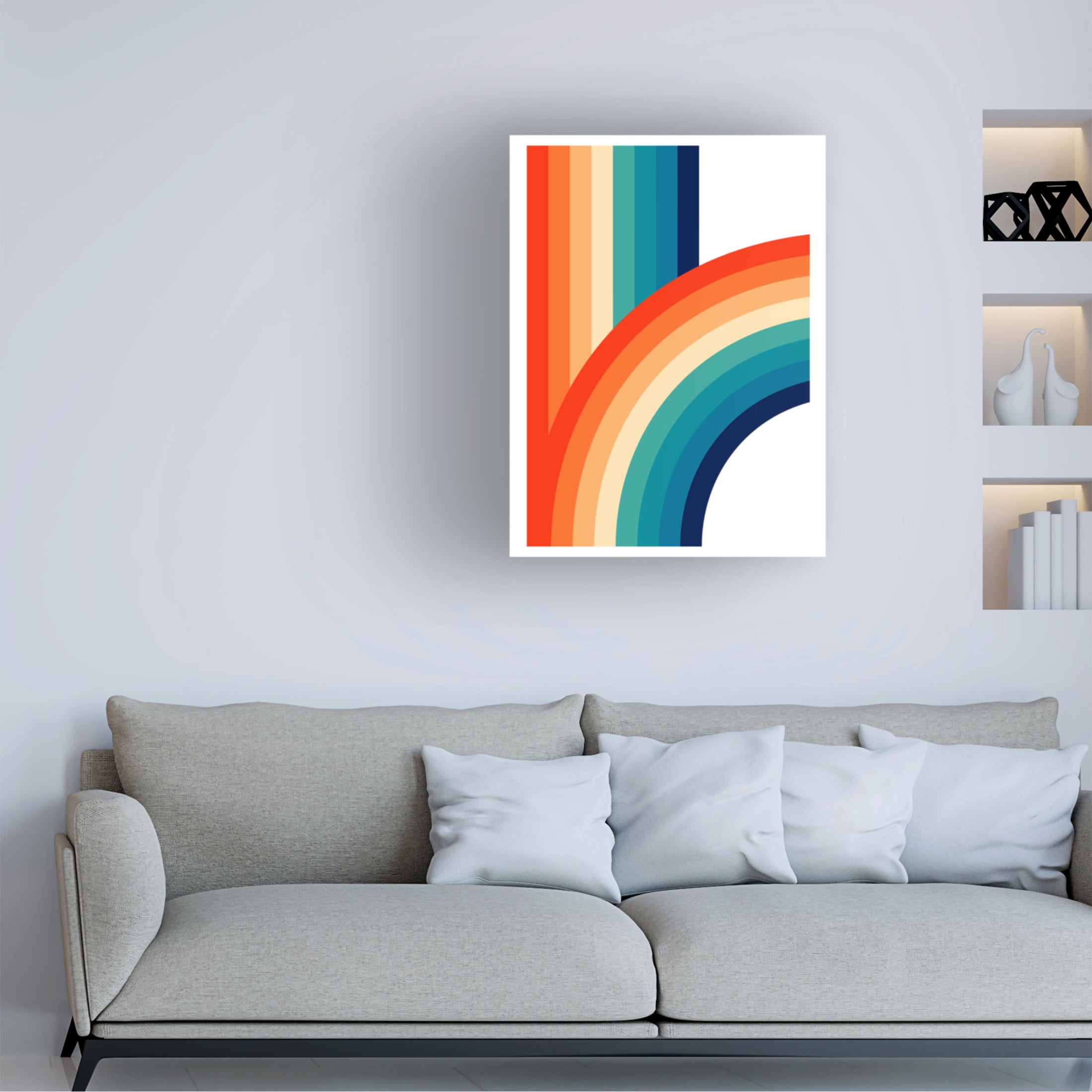 Canvas Wall Art - Tom Quartermaine 'Fun Abstract Rainbow' Wall Art for Living Room, Bedroom, or Office Décor by Trademark Fine Art - 14 x 19 Inches