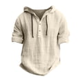 thumbnail image 3 of Yiaimeir ‌Men's Hooded Hemp T-shirt Thin Loose Fit Summer Casual Short Sleeve‌, 3 of 4
