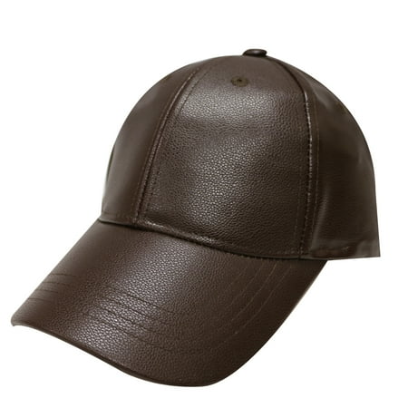 - City Hunter Lc200 Faux Leather Plain Baseball Cap Brown
