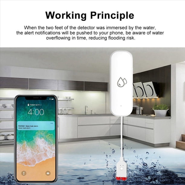 2X Sensor de Fugas de Agua Tuya Detector WiFi Sensor de Fugas de Agua de InundacióN de Alarma de ProteccióN del Hogar Control de AplicacióN de Vida Inteligente