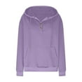 thumbnail image 6 of CFLVAEK Waffle Knit Hoodie for Women Casual Button Up Hoodies Fall Loose Fit Long Sleeve Hooded Pullover Tops with Pockets Purple XXL, 6 of 6