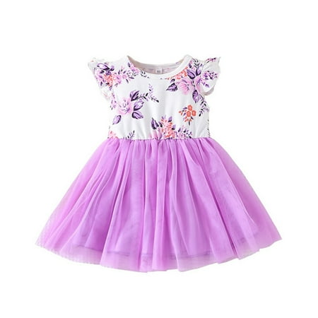 

Toddler Baby Girls Summer Fall Ruffle Sleeveless Floral Dress Casual Clothes Dress Outfits