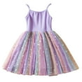 thumbnail image 2 of GaThRRgYP Toddler Girl Print Jersey Tank Dress,Girls' Summer New Sleeveless Ruffled Lace Round-Neck Embroidery Mesh Princess Bow Skirt Purple 3-14 Years, 2 of 8