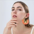 thumbnail image 4 of Straw Statement Tassel Earrings Hoop Tassel Bohemian Geometric Handmade Earrings for Women, 4 of 12