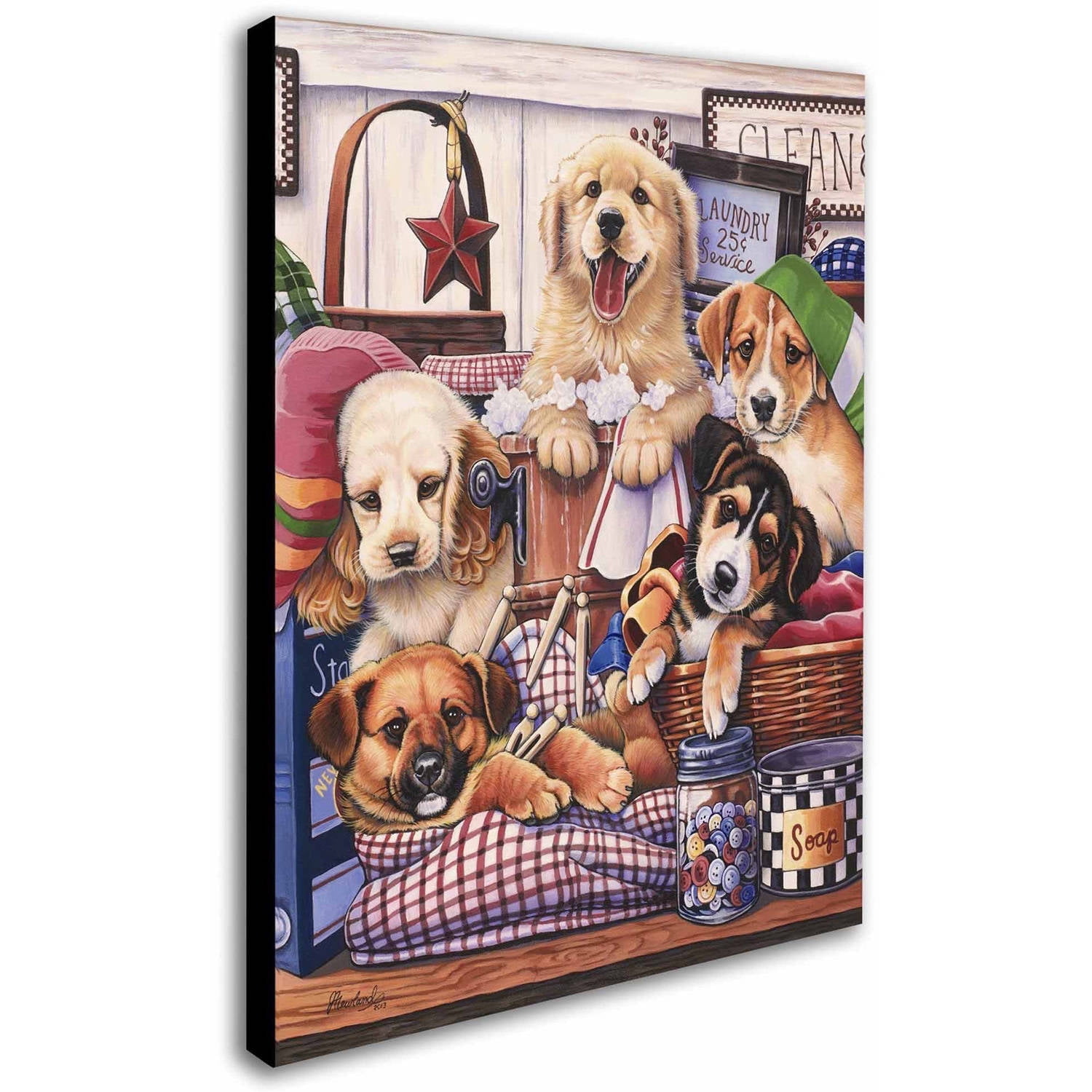 Trademark Fine Art 'Suds and Pups' Canvas Art by Jenny Newland
