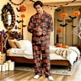 thumbnail image 5 of DORKASM Halloween Couple Pajamas Matching Sets Long Sleeve Pajama Set for Women & Men Button-Down V-Neck Sleepwear House Wear Orange L, 5 of 6