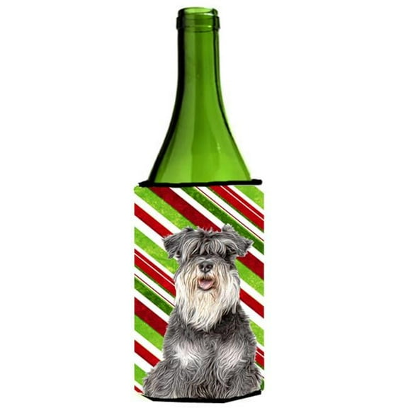 Candy Cane Holiday Christmas Schnauzer Wine bottle sleeve Hugger