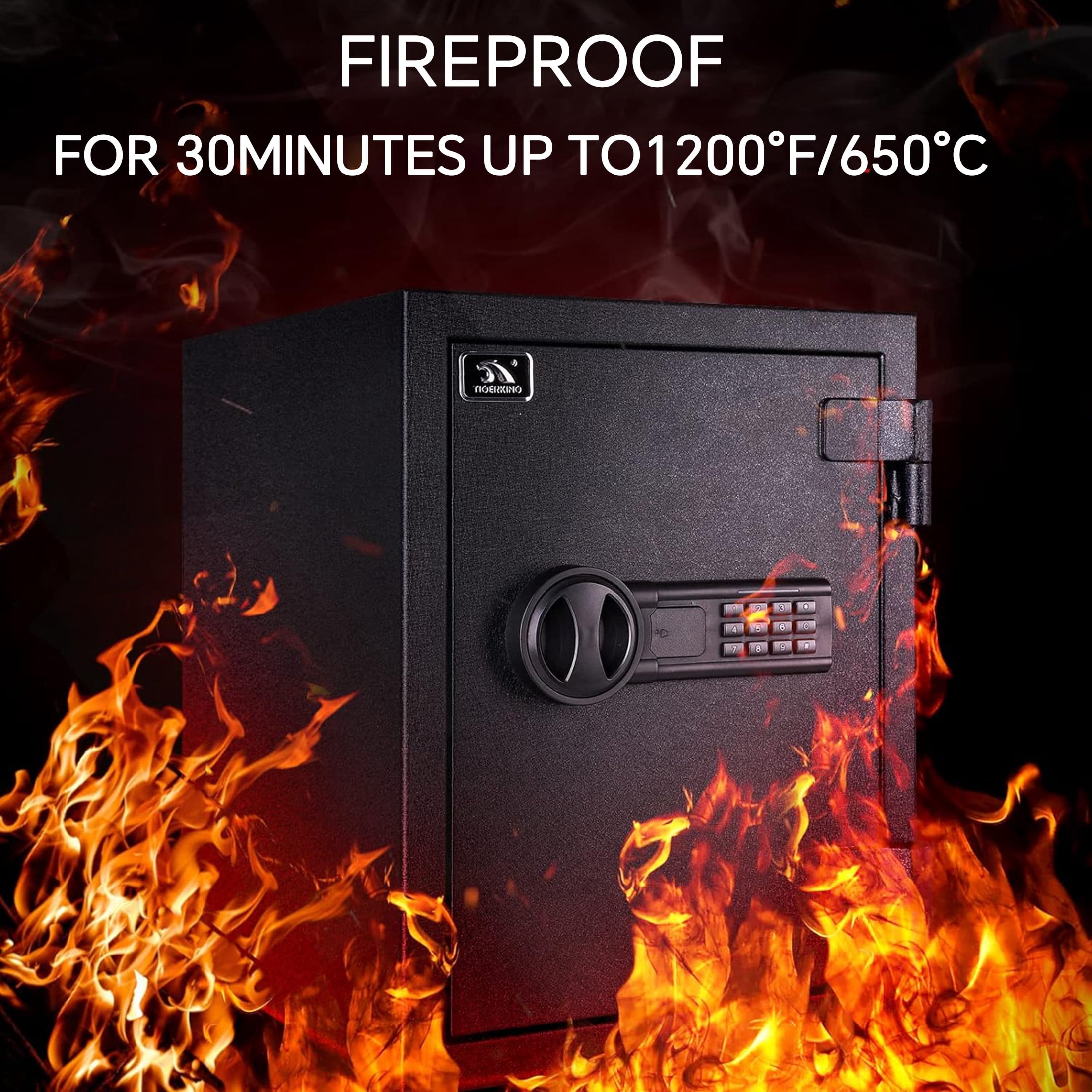 Tigerking Large Fireproof Safe, 1.24 Cu ft Steel Home Safe Box with Digital Lock for Home and Office