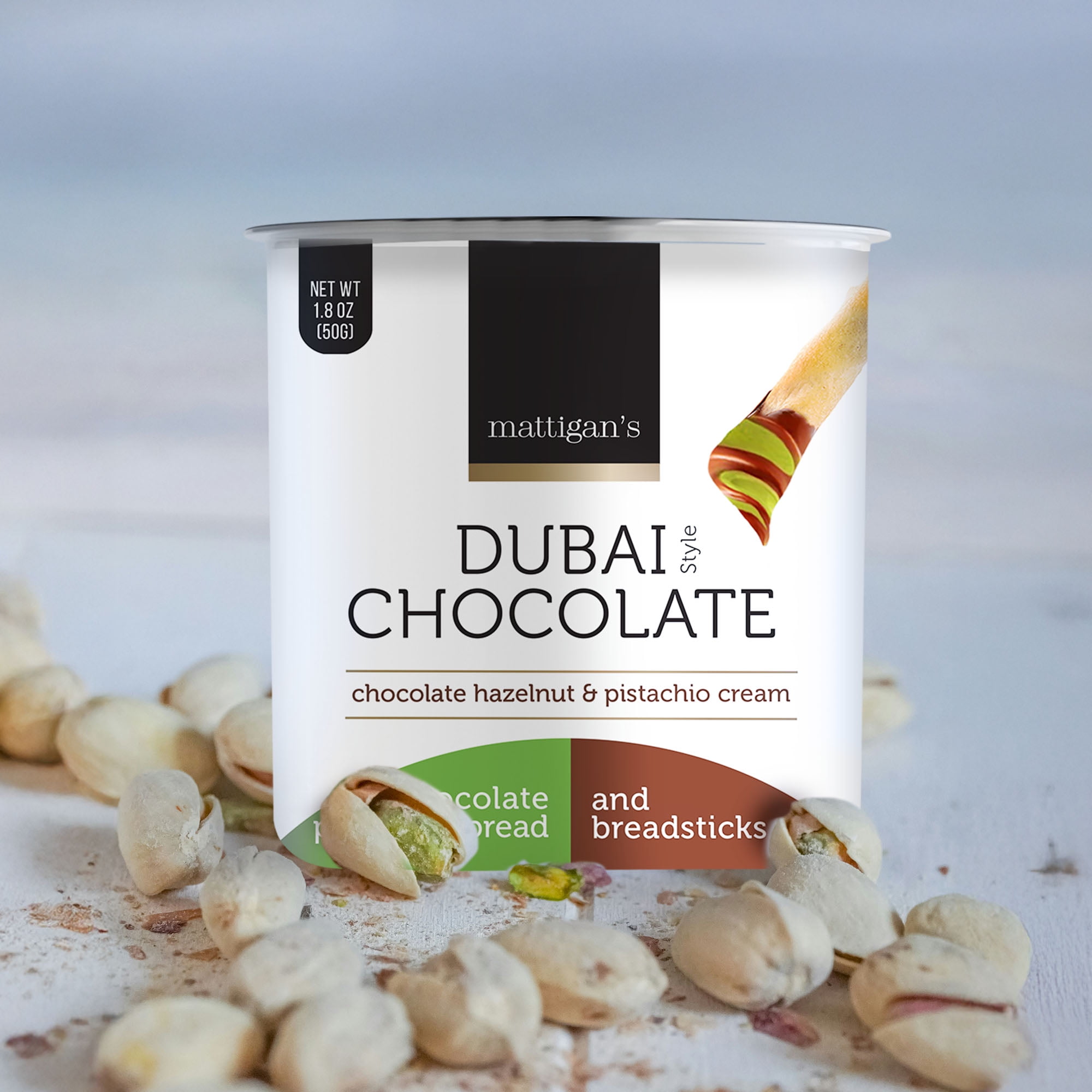 Mattigan's Dubai Style Chocolate Hazelnut & Pistachio Spread with Mattigan's Dubai Style Chocolate Hazelnut & Pistachio Spread with