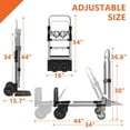 thumbnail image 3 of 3-in-1 Heavy Duty Folding Dolly, Convertible Hand Truck Portable Steel with Telescopic Handle & Dolly Cart with Rubber Wheels, 580LB Capacity,Silver, 3 of 8
