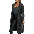 thumbnail image 4 of CHAQUETA LARGA DE CUERO SINTÉTICO INSPIRE CHIC PARA MUJERES CON SOLAPA Y MANGA LARGA, CREMALLERA, ABRIGO CASUAL, 4 of 5