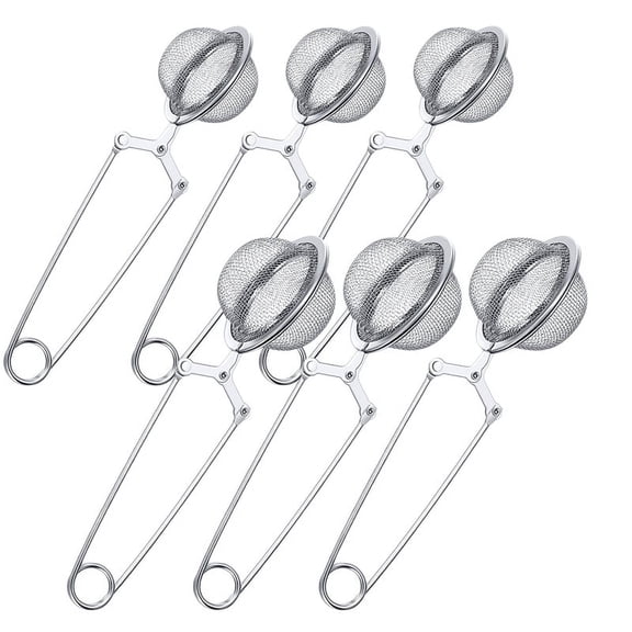 6Pcs Tea Infuser Loose Leaf Tea Snap Ball Tea Strainer Spoon Stainless Steel Tea Filter Steeper with Handle