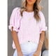 thumbnail image 2 of Mujeres manga corta gasa blusa verano moda elegante crewneck suelta mujer floral impresión gasa camisa, 2 of 6