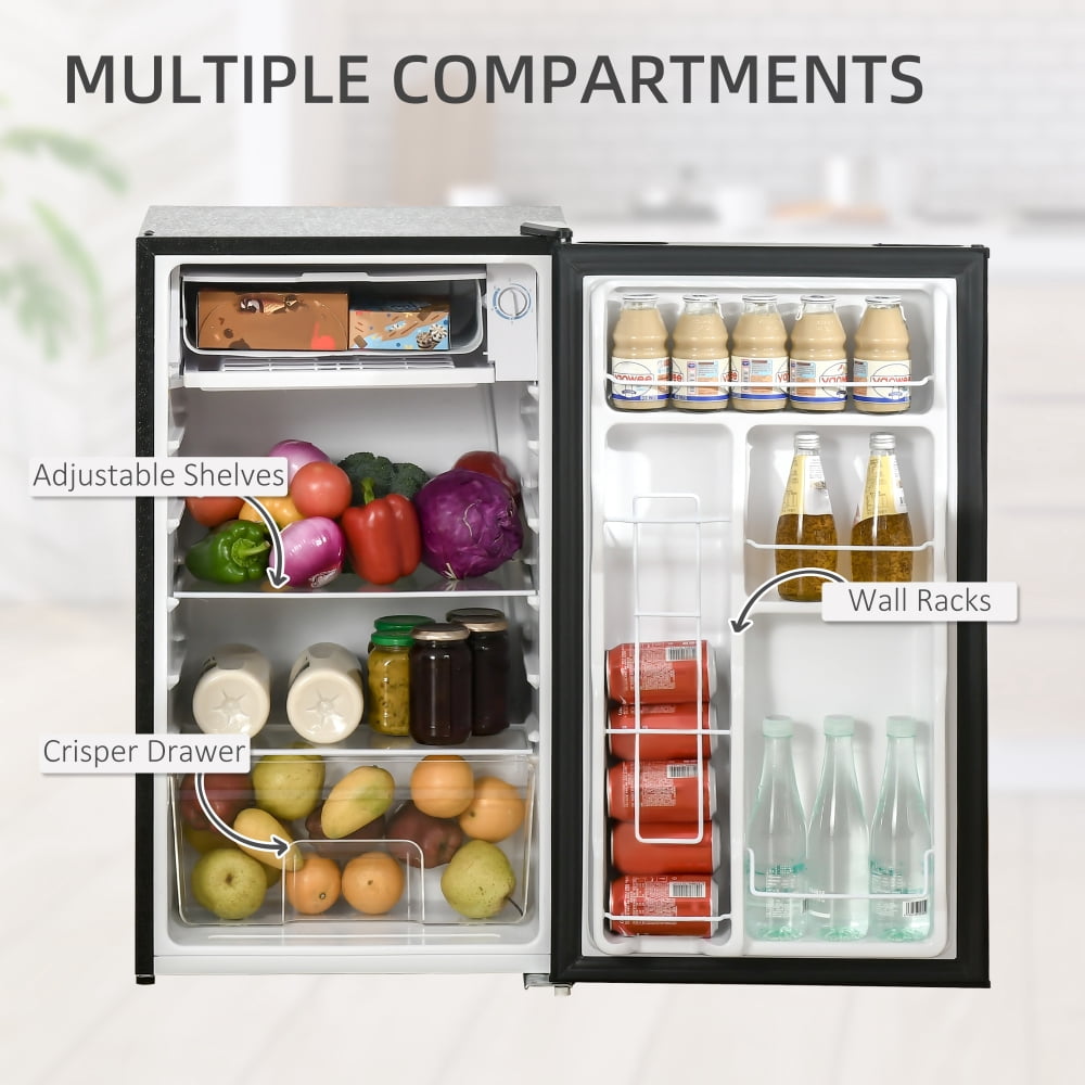 NOBOLEA 3.2 Cu.Ft Mini Fridge with Freezer, Compact Refrigerator with Adjustable Thermostat, Reversible Door for Dorm, Office, Apartment