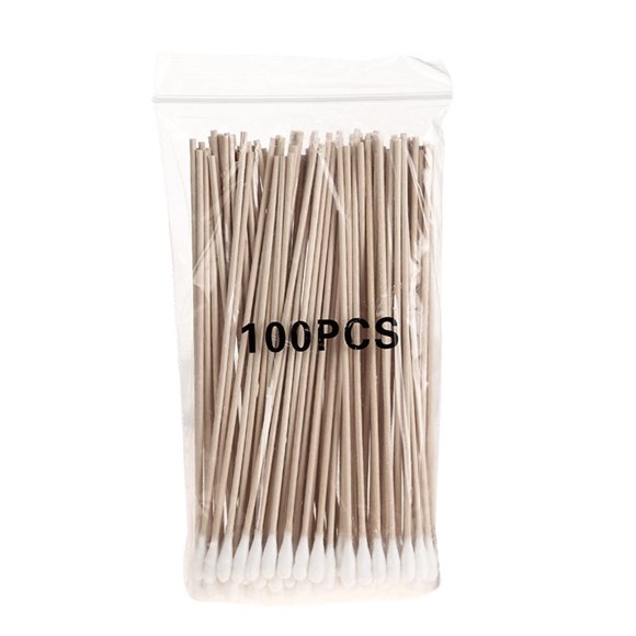 100 hisopos de madera para oídos, gran cloro, hisopos de baja sensibilidad para maquillaje, limpieza diaria, cuidado de mascotas.