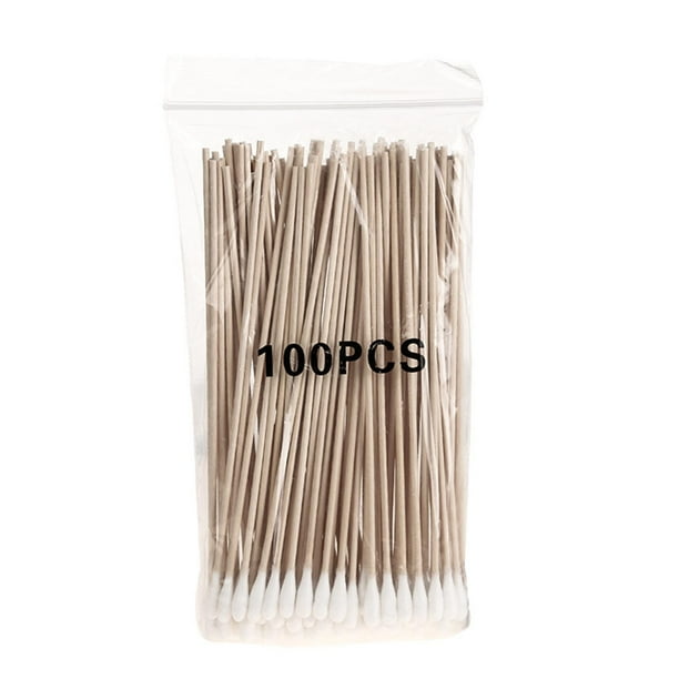 100 hisopos de madera para oídos, gran cloro, hisopos de baja sensibilidad para maquillaje, limpieza diaria, cuidado de mascotas.