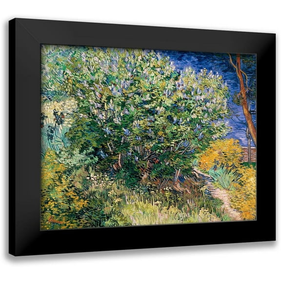Van Gogh, Vincent 14x12 Black Modern Framed Museum Art Print Titled - Lilac Bush