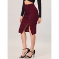 thumbnail image 4 of Unique Bargains Jupe Moulante Midi Froncée pour Femmes Rouge Foncé TP, 4 of 6