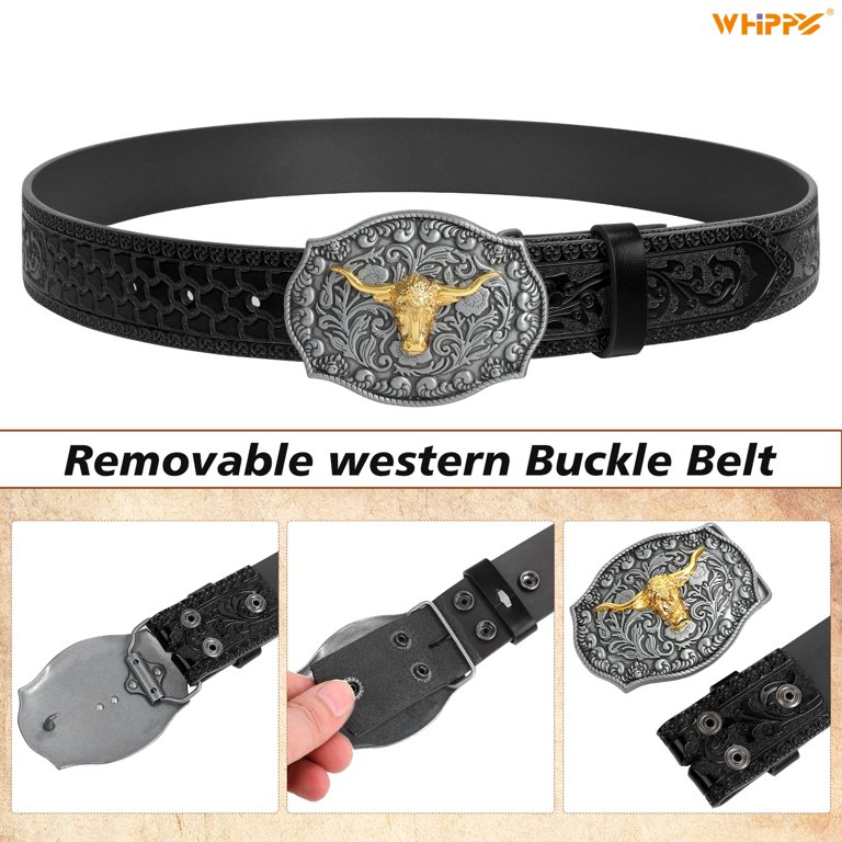 Whippy Western Belts for Men Women, Genuine Leather, Cowboy  display picture 2