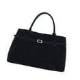 thumbnail image 4 of Bolso de mano de gamuza para mujer, bolso estilo hobo, bolso con asa superior a la moda para viajes al aire libre. Negro, 4 of 9