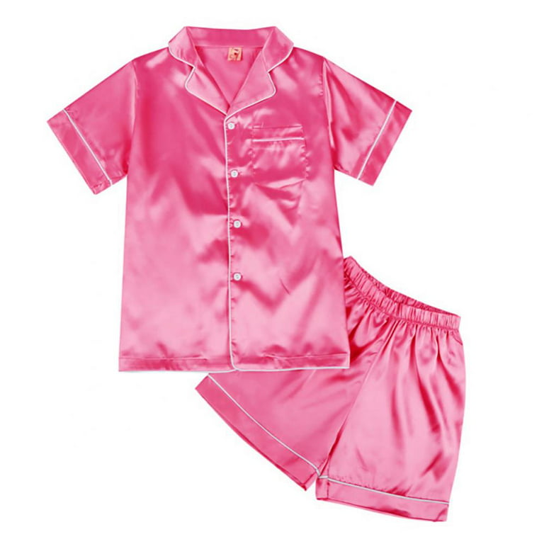 Toddler Baby Girl Boy Satin Pajamas Set Short Sleeve Button Down Pajama  Shirt Top+Shorts Bottoms Sleepwear Outfits 