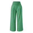 thumbnail image 5 of Women's Casual Pants High Waist Wide Leg Palazzo Pants For Women Smocked Elastic Waist Loose Comfy Casual Pajama Pants Pockets,Green Women's Casual Pants M, 5 of 6