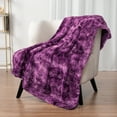 thumbnail image 2 of PAVILIA Faux Fur Throw Blanket Tie-Dye Purple, Soft Fuzzy Warm Sherpa Blankets & Throws for Bed, Fluffy Plush Thick Fleece Throw Blanket for Couch Sofa, Reversible Furry Shaggy Blanket, Purple 50x60, 2 of 7
