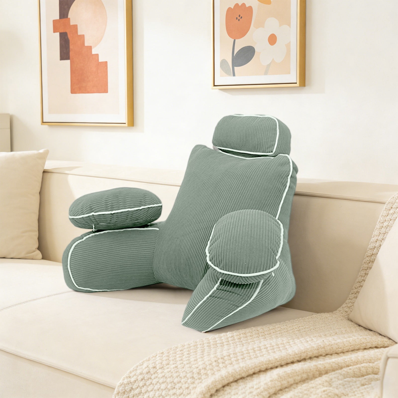 Oversized Bed Head Rest Cushion, Plush Upholstered Ergonomic Compressed Design, Full Body Back Support Pillow for bedroom, dormitory, sofa leisure and daily sitting comfort