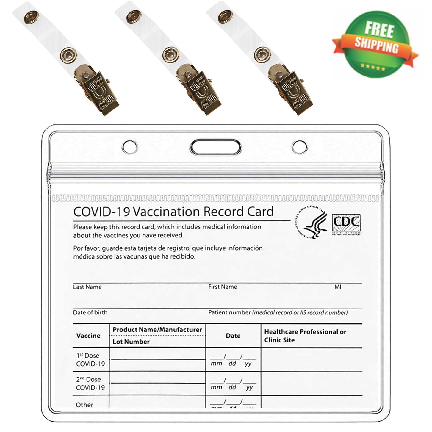 Clear CDC Vaccination Card Protector Waterproof 4×3 in Immunization Record Vaccine Card Holder ID Name Tag with Resealable Zip Vinyl Plastic Sleeve for Events and Travel 5 5pcs