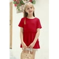 thumbnail image 2 of Sherrylily Girls Cute Short Sleeve Tunic Tops Casual Loose Ruffle T Shirts Kids Summer Blouses 4-15 Years, 2 of 5