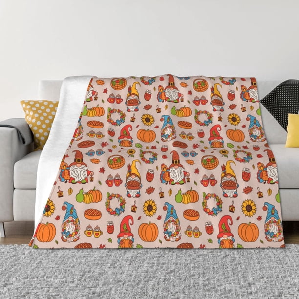 Fotbe Fall Thanksgiving Manta de Franela con Estampado, Manta Ultrasuave para Cama, Sofá, Auto, Hipoalergénica y Antibolitas-40"x30"