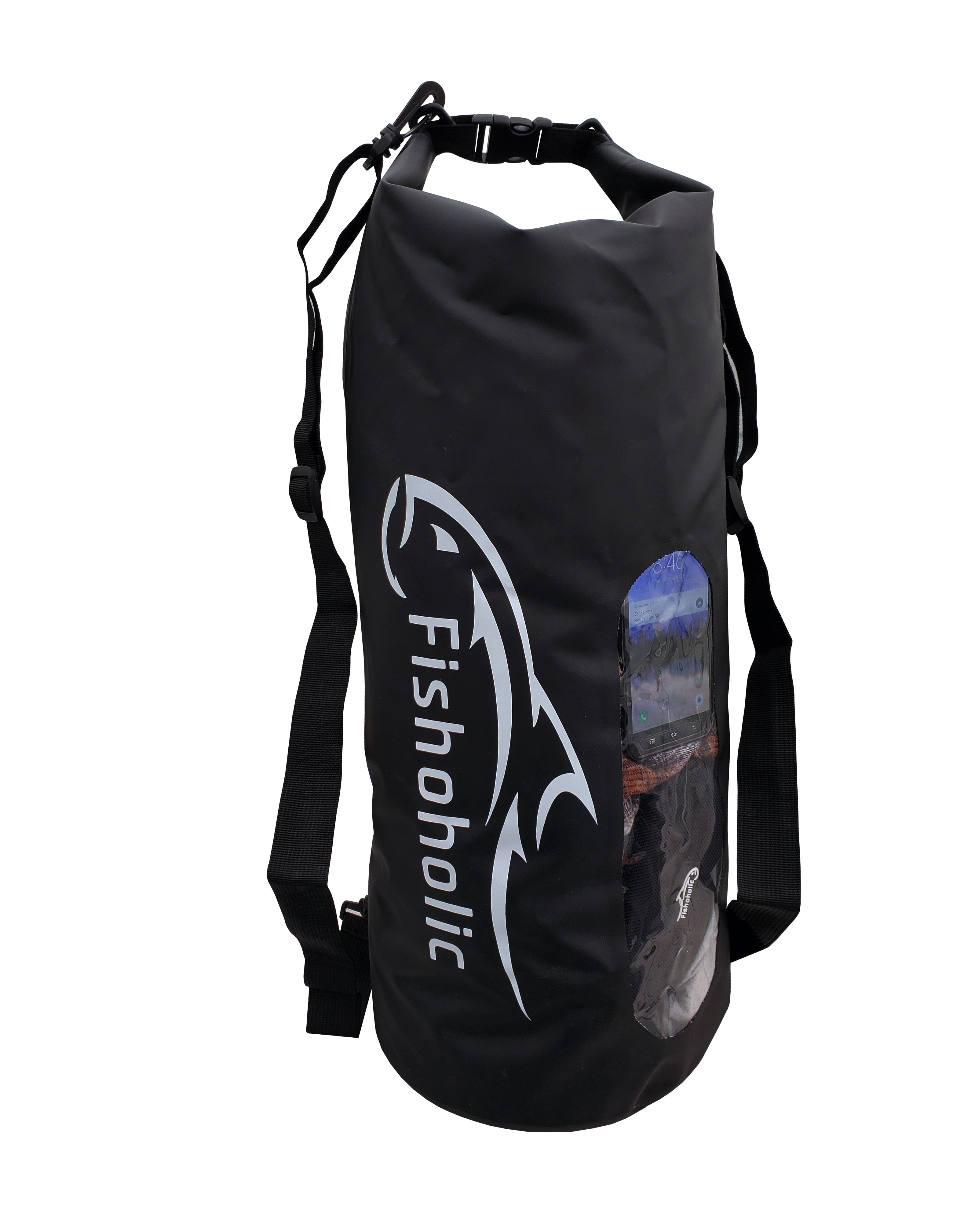 Fishoholic Dry Bag - Waterproof Gear Bags - Fail-Safe Snap - Made Tough & Durable for Kayaking Boating Fishing Hiking Camping Paddle Board & Tailgaiting (Blk, 30L)