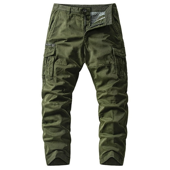 MELDVDIB Mens Cargo Pants Baggy Drawstring Elastic Waist Wide Leg Pants Solid Color Stretch Hikking Pants with Pockets Army Green 2XL