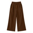thumbnail image 2 of BXJX Girls Corduroy Pants 10/12, Fashion Fall Elastic Waist Wide‑Leg Casual Trousers with Pockets Brown, 2 of 8