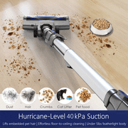 MOOSOO Cordless Stick Vacuum Cleaner, 40KPA 50Mins Lightweight Upright for Carpet Hard Floor Pet Hair XL-618A