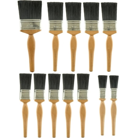 Unity 12-Piece Paint Brush Set -Long Pro Style Wooden Handles - Pure Bristle And Synthetic Filament Blend - Interior Exterior - DIY Value
