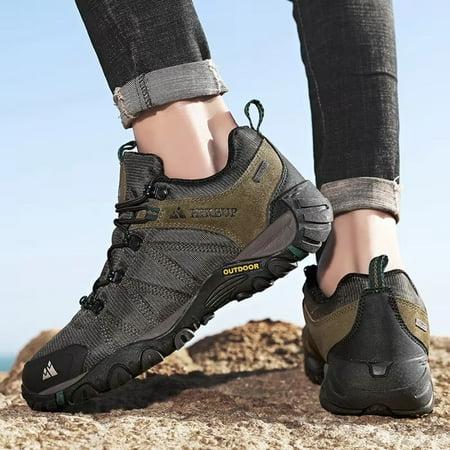 

LXJNGSJ Durable Four-Season Men‘s Genuine Leather Hiking Shoes for Outdoor Sports with Wear-Resistant Rubber Sole - Comfortable Climbing Shoes and Trekking Sneaker