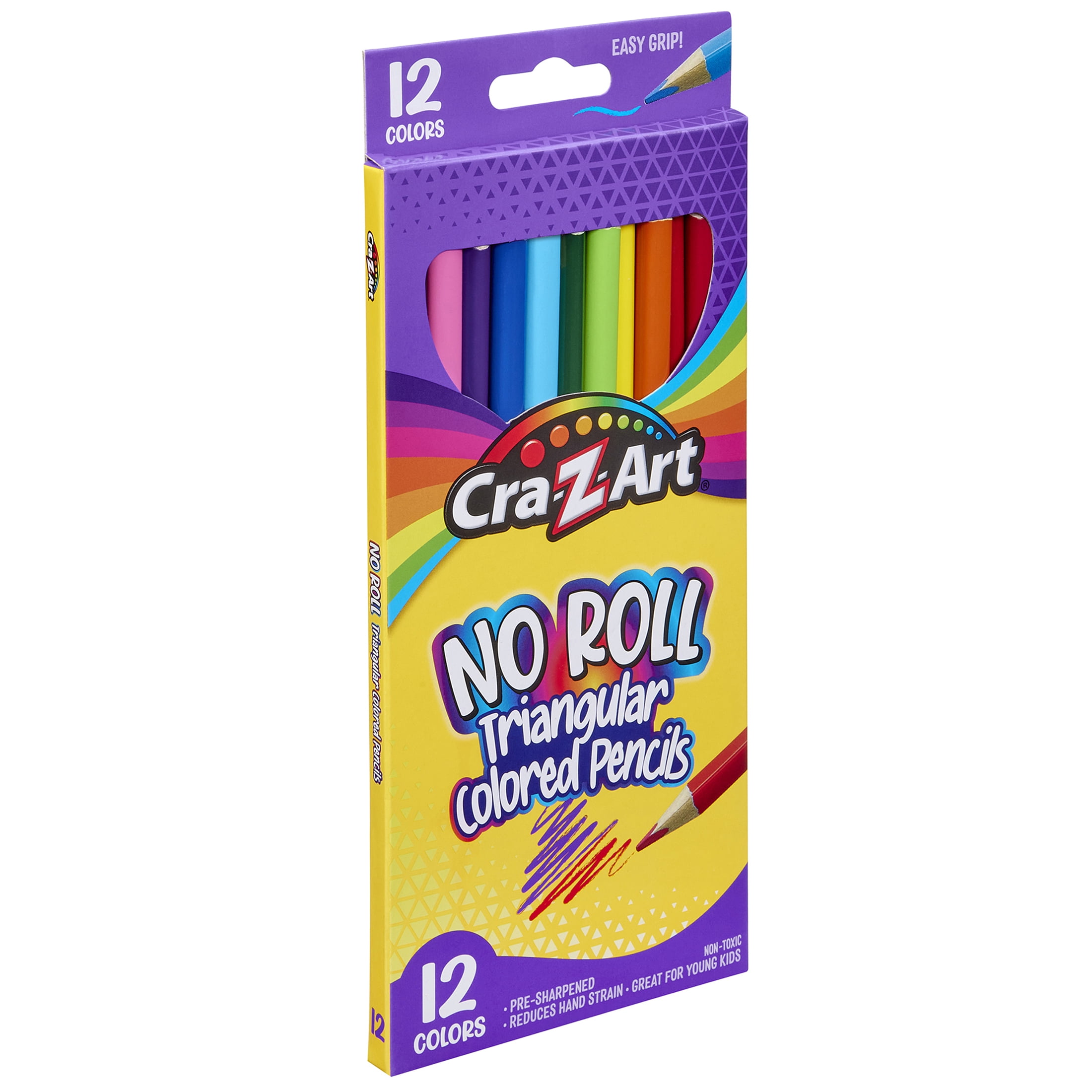 Cra-Z-Art Triangular Colored Pencils, 12 Vibrant Colors, Classroom Supplies, Ages 3 and up