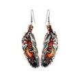 thumbnail image 2 of Native Feather Earrings for Women: One-Sided Feather Earrings, Tribal Earrings - Eagle Feather Earrings Red-tailed Hawk Feather Earrings (TexturedCopper), 2 of 25