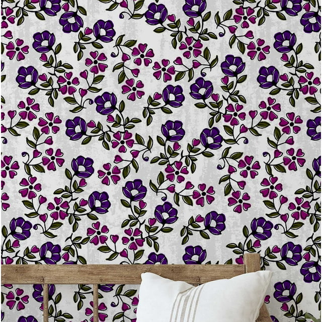S4Sassy Peel & Stick Vinyl Wallpaper, Floral Wall Paper Contact Paper Waterproof - White, 25"X60", Textured Finish, Removable Asian Style Covering For Home Decor In Bedrooms & Living Areas
