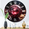 thumbnail image 1 of Designart « Pierres Rouges et Dorées Vibrantes Minéraux Ardents » Géode de Pierre Horloge Murale Surdimensionnée, 1 of 6