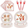 thumbnail image 1 of Princess Birthday Party Decorations, 96 Pcs Four Ever a Princess Plates and Napkins Forks Tableware Set, Girls 4th Birthday Party Supplies Disposable Plates Set for 24, 1 of 7
